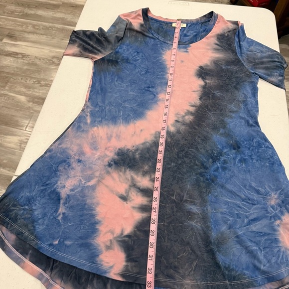 Umgee Tie Dye Tunic Top Mini Dress Blue & Pink Long Sleeve Women’s Size Small - Picture 8 of 10